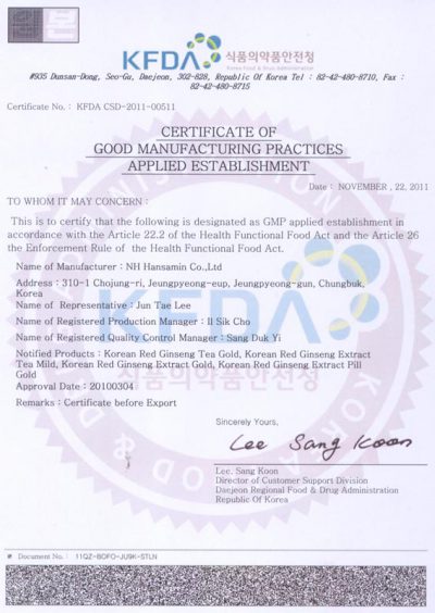nh certificato gmp